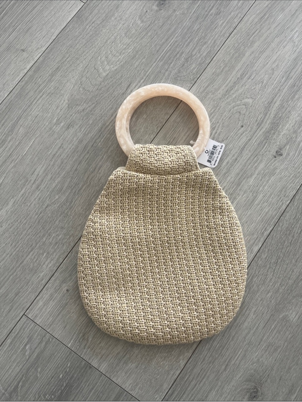Zara Raffia Bracelet Bag in
Natural W/ Opal Ring